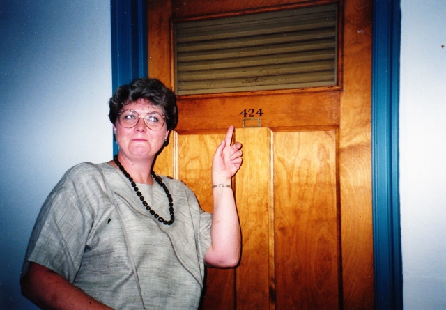 1991 Reunion:  Moe fondly remembering her old dorm room.
